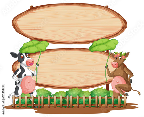 Blank oval wooden signboard with animal
