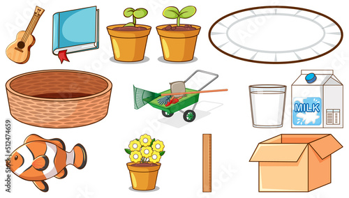 Gardening objects on white background