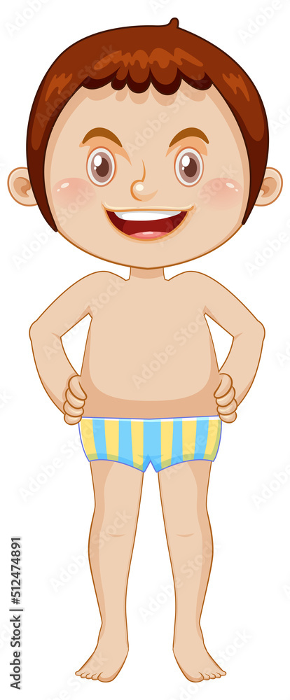 Boy wearing swimming suit cartoon character Boy wearing swimming suit cartoon character