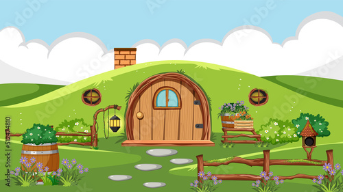 Fantasy hobbit house background