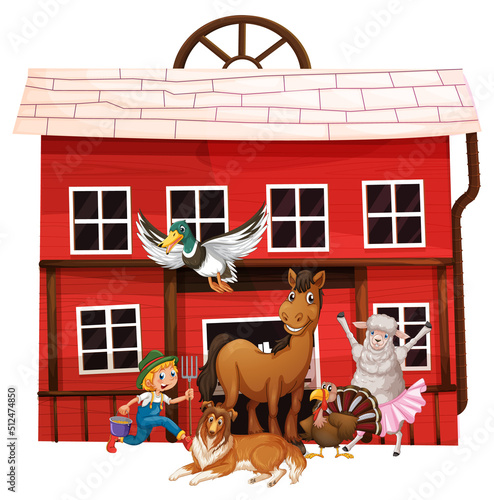 Farming theme with farmer and animals
