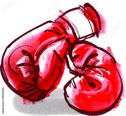 red boxing gloves on the white background