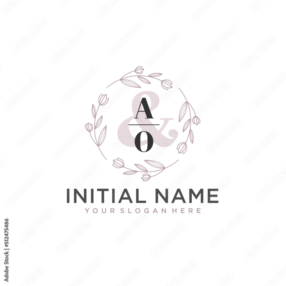 Initial letter AO beauty handwriting logo vector