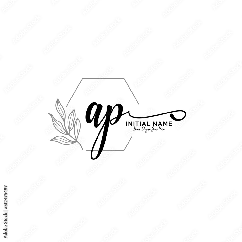 Letter AP, Beauty and fashion logo design vector, Beautiful logotype collection