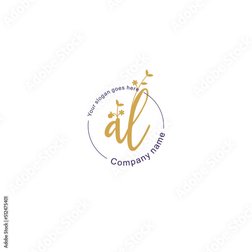 Initial letter AL beauty handwriting logo vector