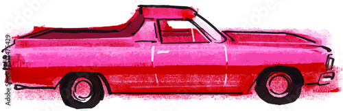 vintage red pickup ute car isolated on white