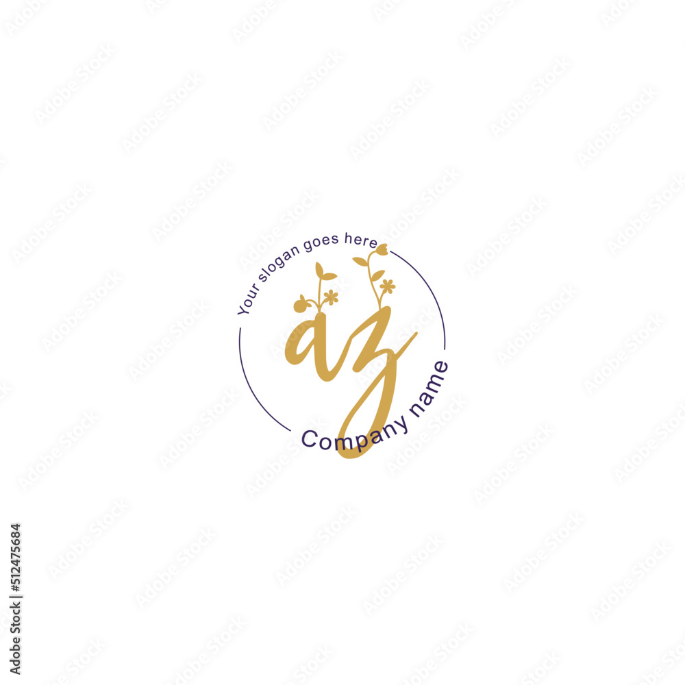 Initial letter AZ beauty handwriting logo vector