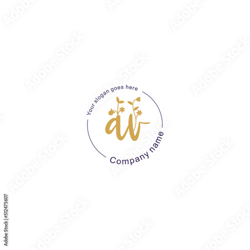 Initial letter AV beauty handwriting logo vector