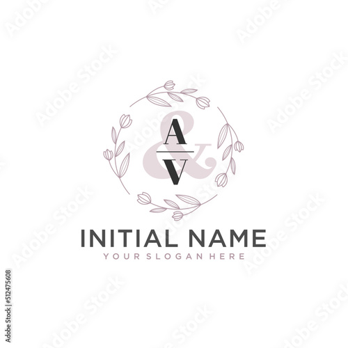 Initial letter AV beauty handwriting logo vector