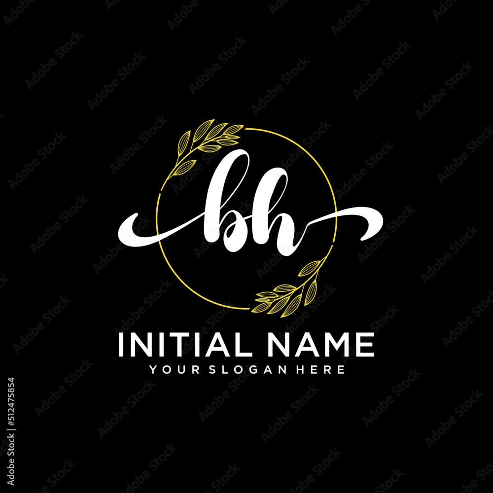 BH Initial handwriting logo vector. Hand lettering for designs. BH Initial handwriting logo vector. Hand lettering for designs.
