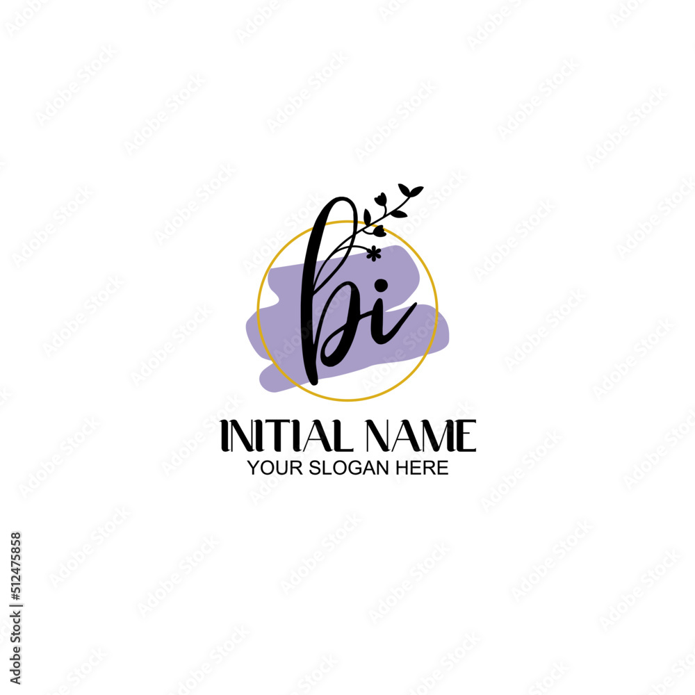 Obraz premium Initial letter BI beauty handwriting logo vector