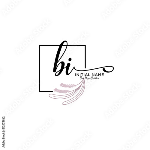 Initial letter BI beauty handwriting logo vector