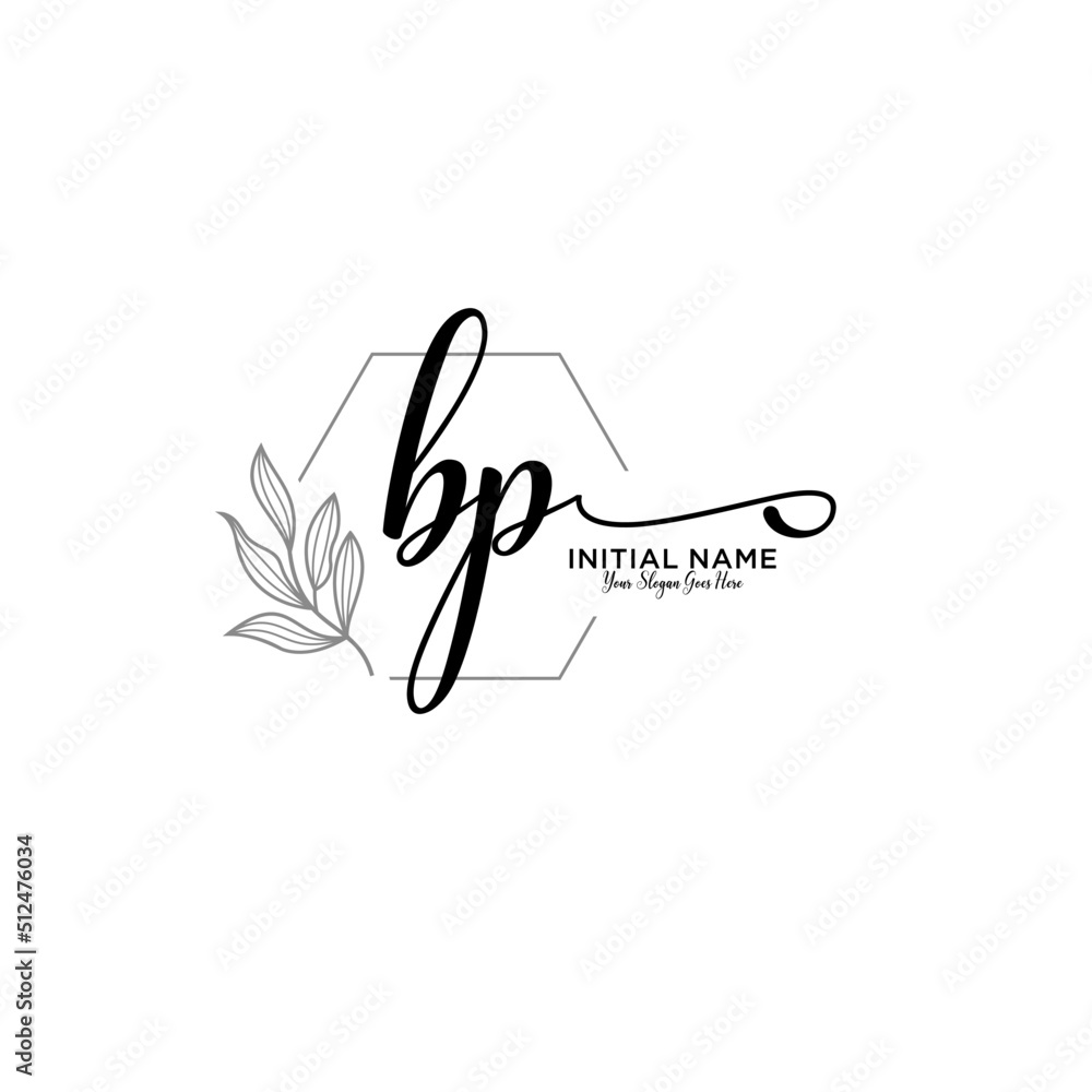 Initial letter BP beauty handwriting logo vector