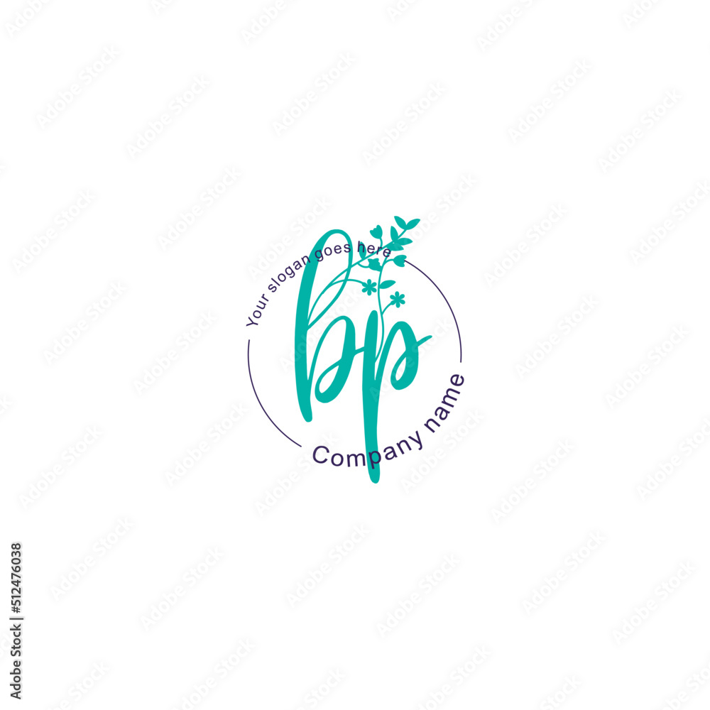 Fototapeta premium Initial letter BP beauty handwriting logo vector
