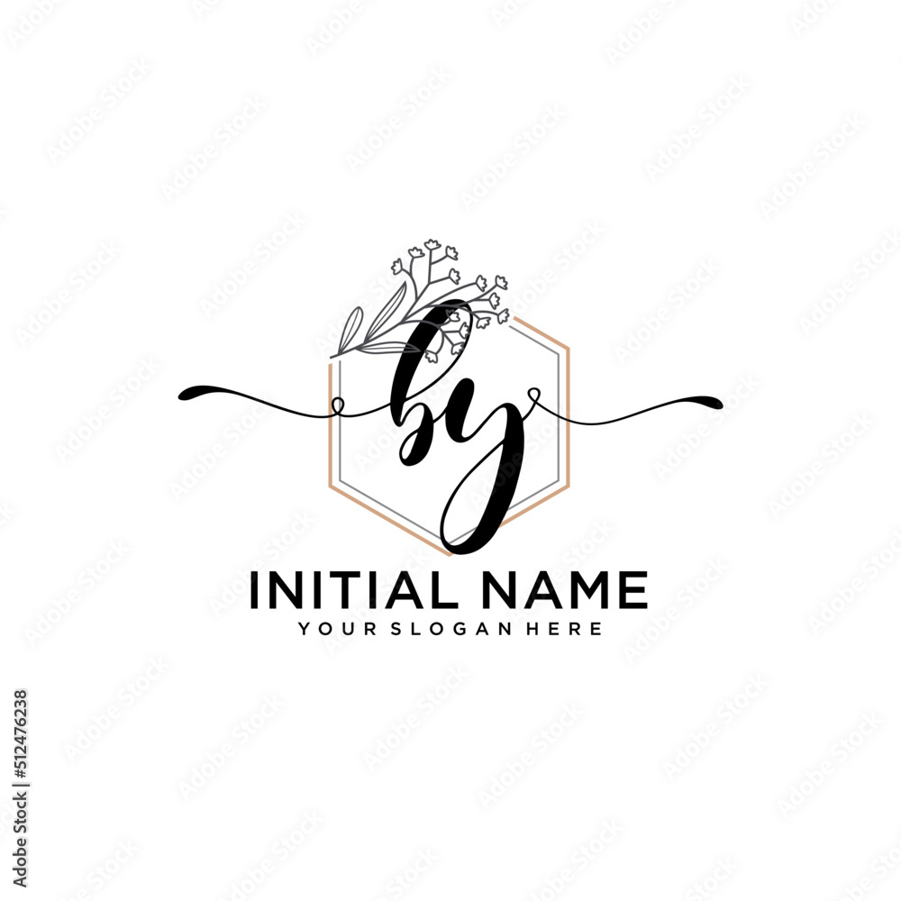 Fototapeta premium Initial letter BY beauty handwriting logo vector
