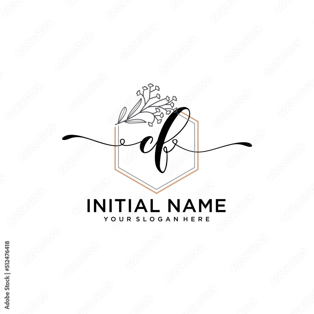 Initial letter CF beauty handwriting logo vector Initial letter CF beauty handwriting logo vector