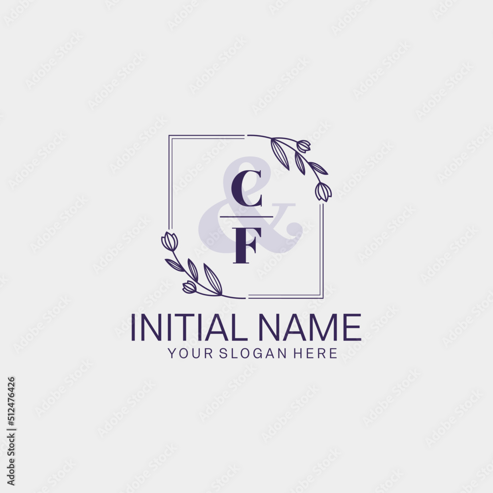 Initial letter CF beauty handwriting logo vector