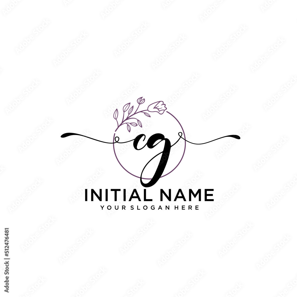 Initial letter CG beauty handwriting logo vector Initial letter CG beauty handwriting logo vector