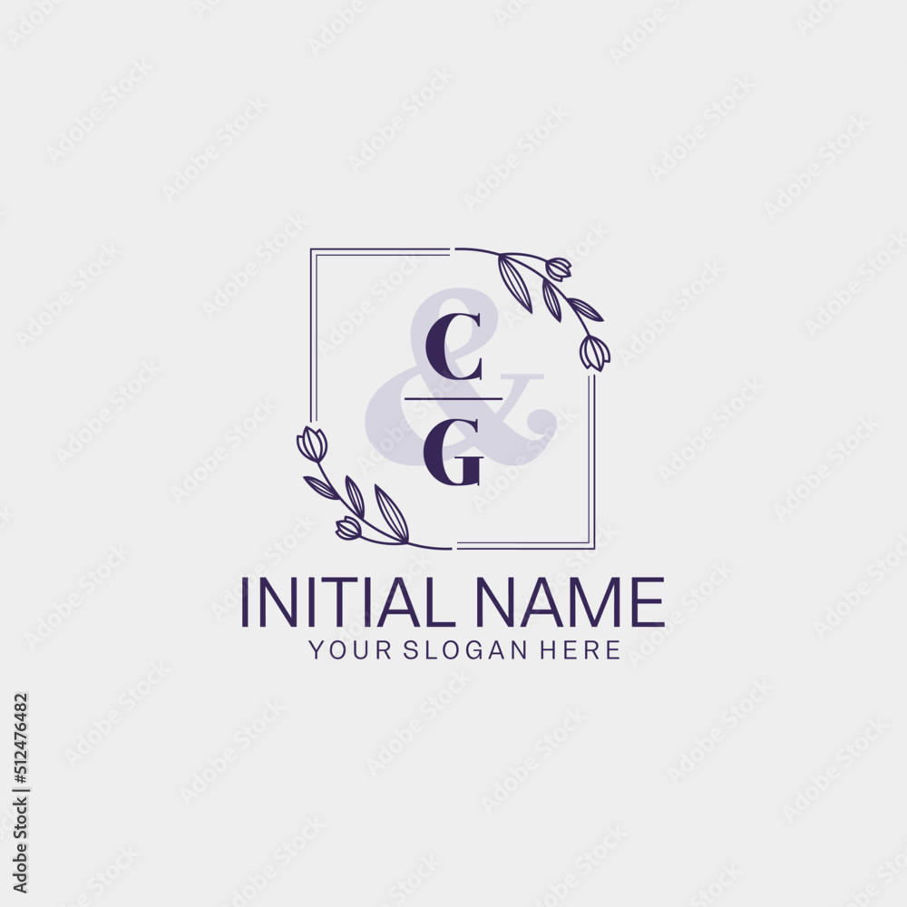 Initial letter CG beauty handwriting logo vector