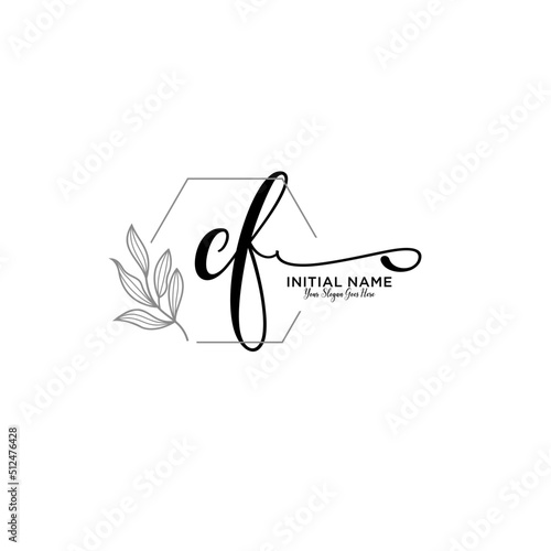 Initial letter CF beauty handwriting logo vector