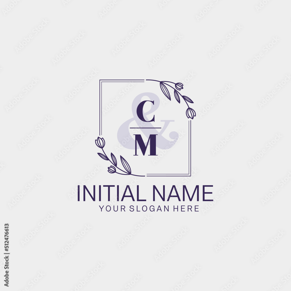 Initial letter CM beauty handwriting logo vector