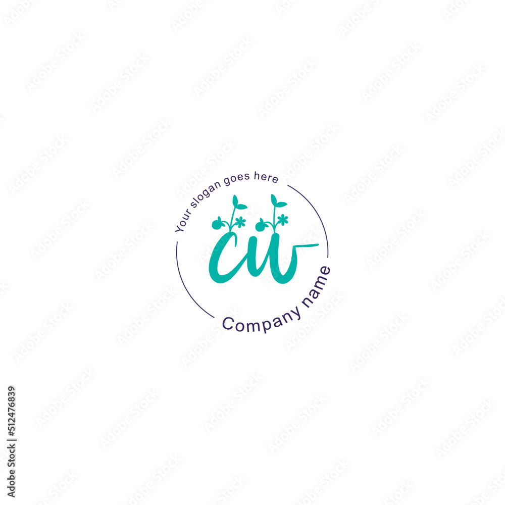 Initial letter CW beauty handwriting logo vector