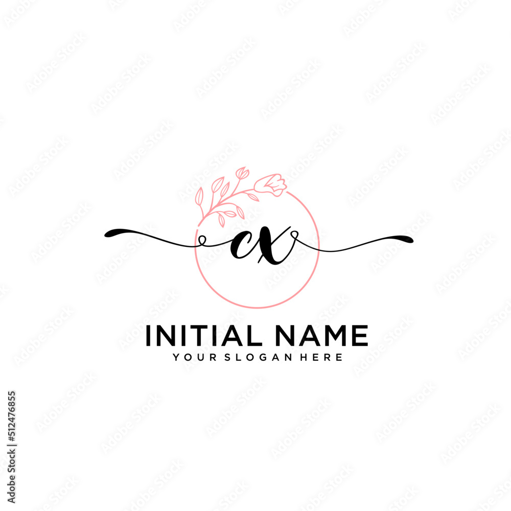 Initial letter CX beauty handwriting logo vector Initial letter CX beauty handwriting logo vector