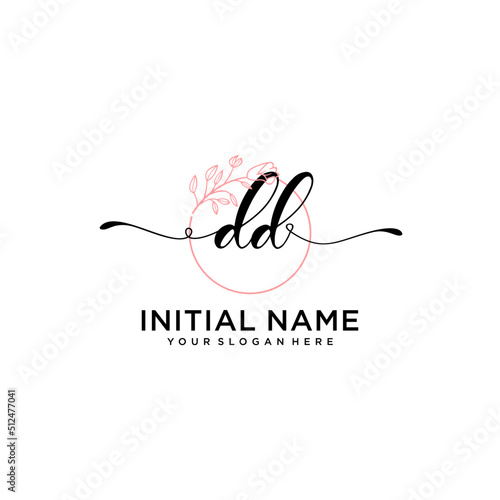 Initial letter DD beauty handwriting logo vector