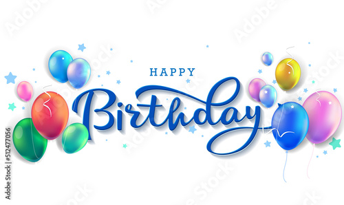 Happy Birthday lettering text banner