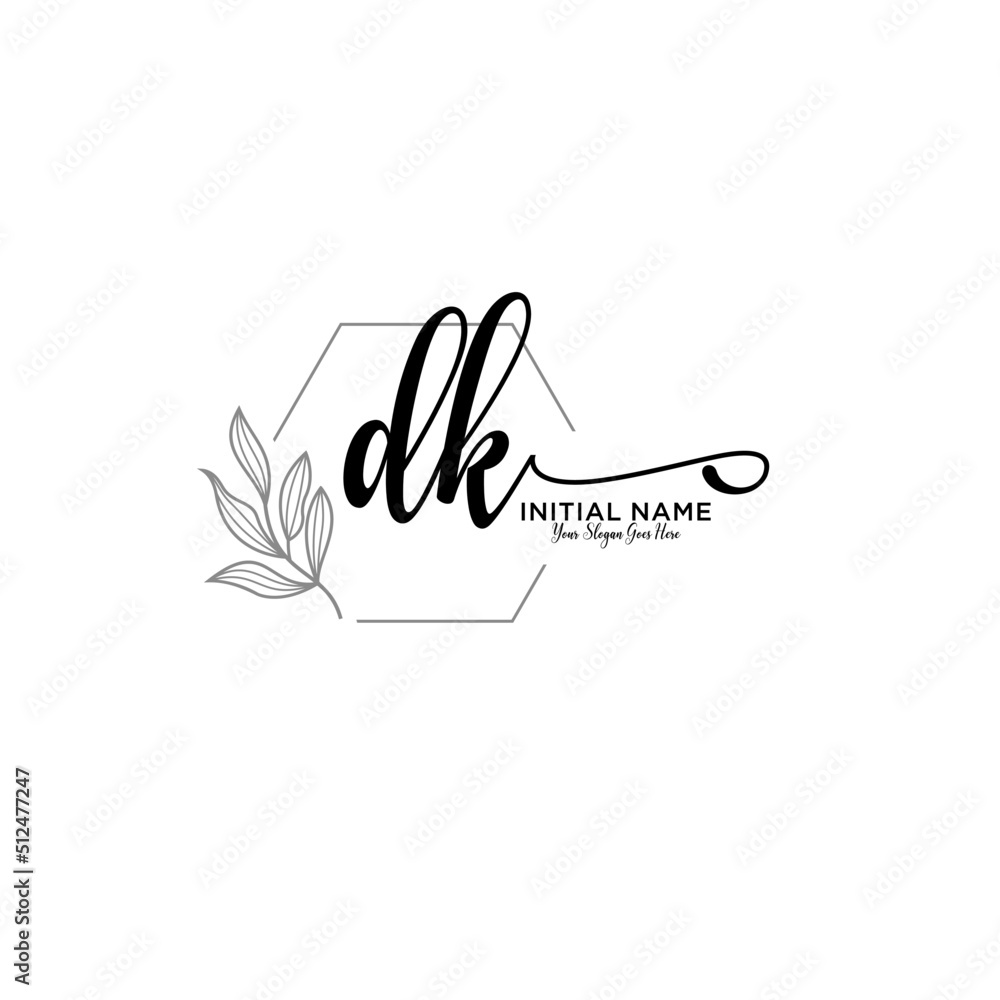 Obraz premium Initial letter DK beauty handwriting logo vector