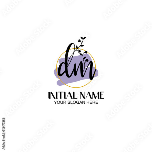 Initial letter DM beauty handwriting logo vector