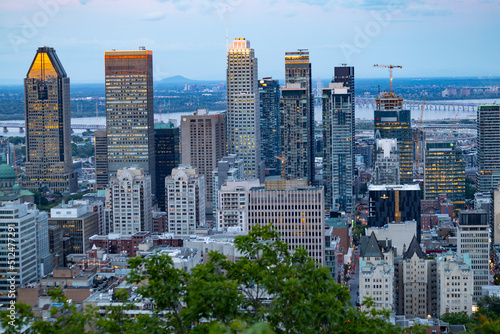 Montreal skyline, view from the Mont Royal viewpoint in Montreal, Quebec © Natalia