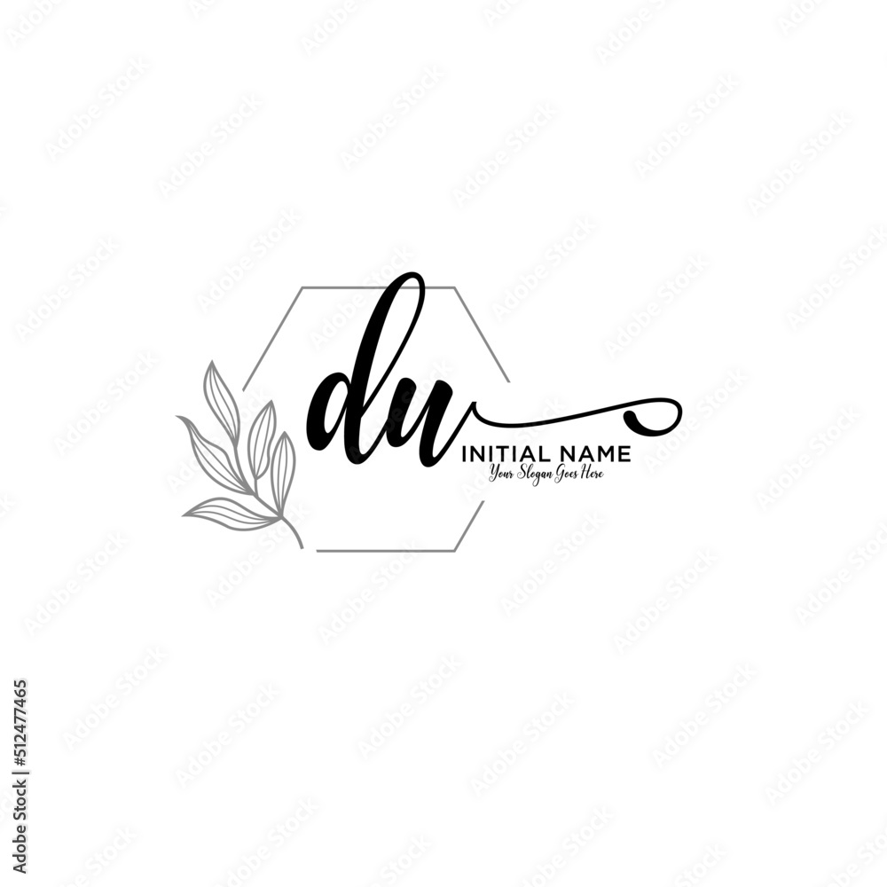 Initial letter DU beauty handwriting logo vector Initial letter DU beauty handwriting logo vector