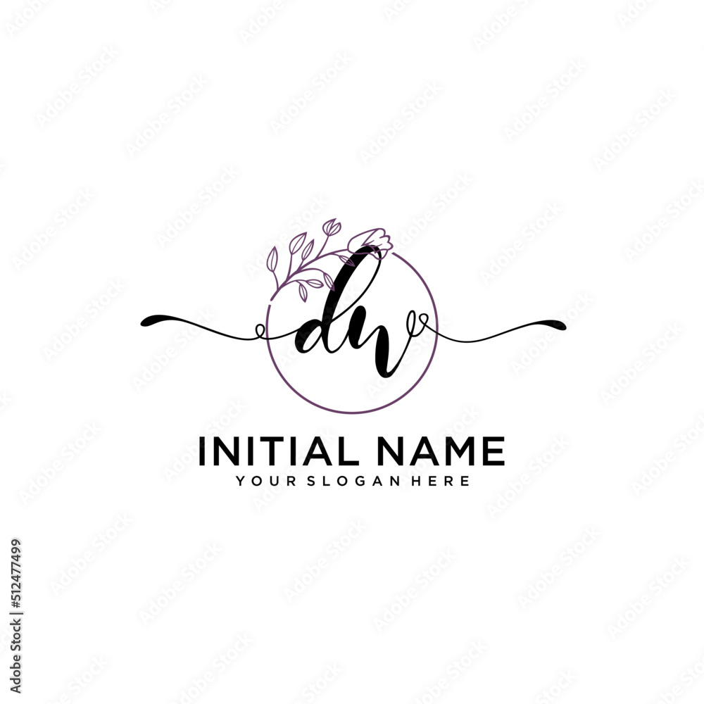 Initial letter DW beauty handwriting logo vector Initial letter DW beauty handwriting logo vector