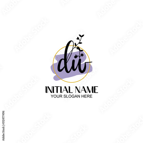 Initial letter DW beauty handwriting logo vector