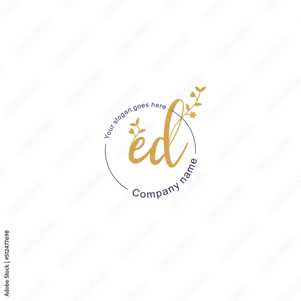 Initial letter ED beauty handwriting logo vector Initial letter ED beauty handwriting logo vector