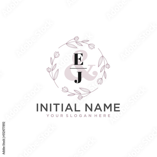 Initial letter EJ beauty handwriting logo vector