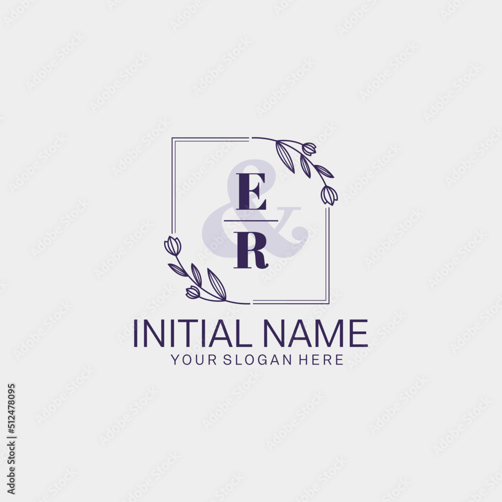 Initial letter ER beauty handwriting logo vector Initial letter ER beauty handwriting logo vector