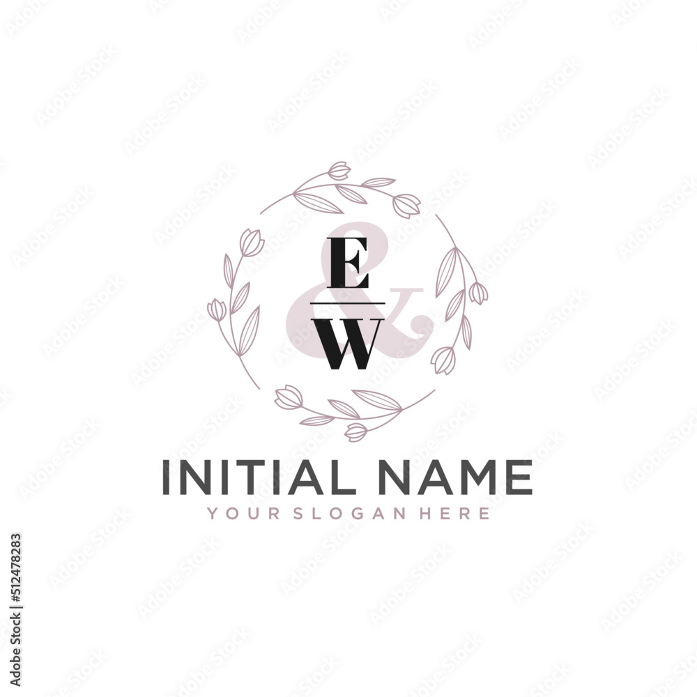 Initial letter EW beauty handwriting logo vector