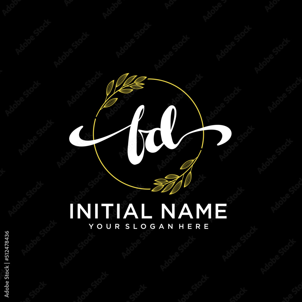FD Initial handwriting logo vector. Hand lettering for designs.