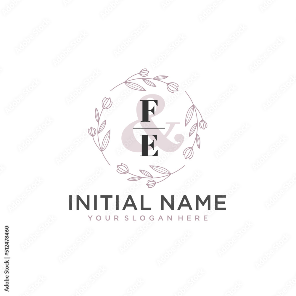 Initial letter FE beauty handwriting logo vector
