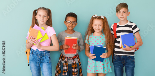 Cute little students on lig...