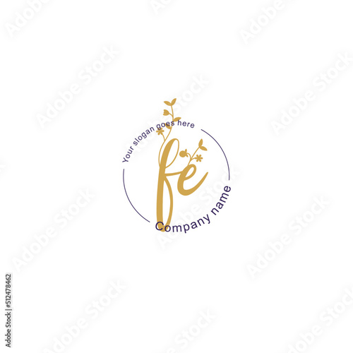 Initial letter FE beauty handwriting logo vector