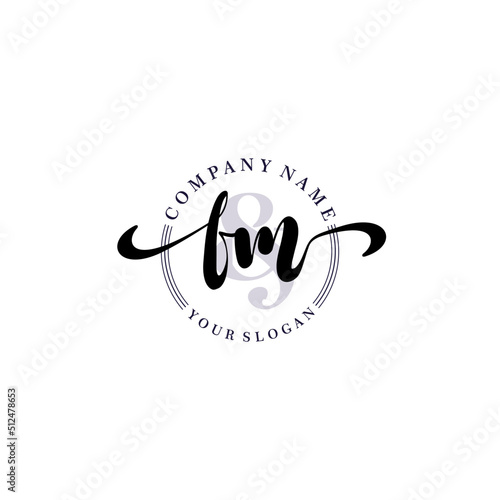 FM Initial handwriting logo vector. Hand lettering for designs.