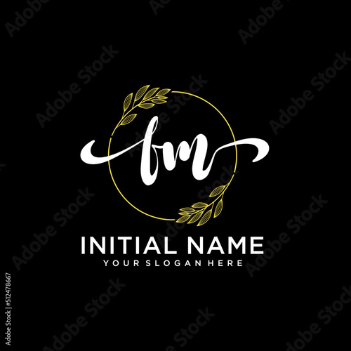 FM Initial handwriting logo vector. Hand lettering for designs.