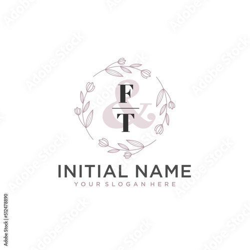 Initial letter FT beauty handwriting logo vector