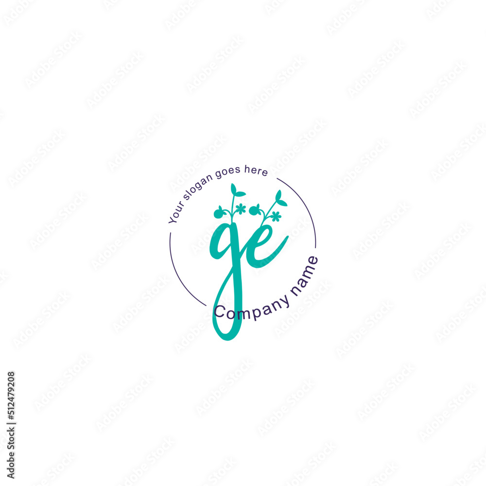 Fototapeta premium Initial letter GE beauty handwriting logo vector