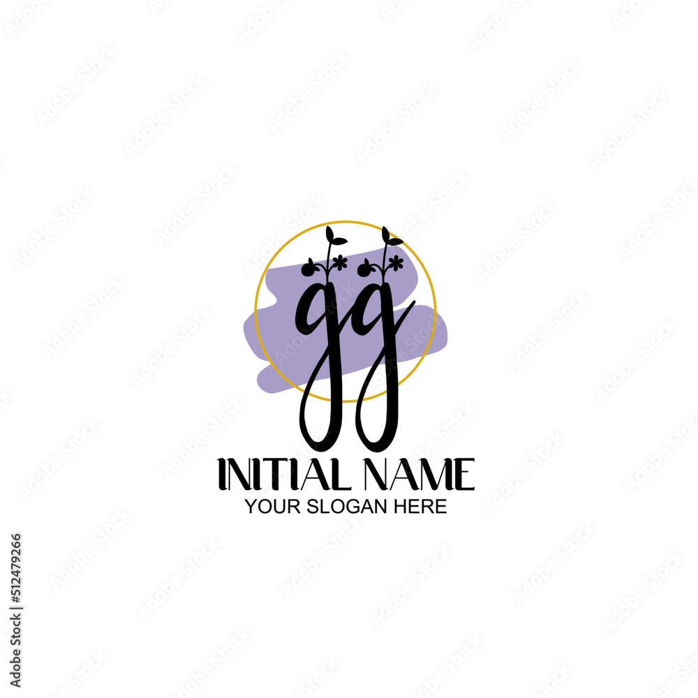 Obraz premium Initial letter GG beauty handwriting logo vector