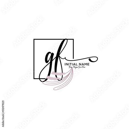 Initial letter GF beauty handwriting logo vector