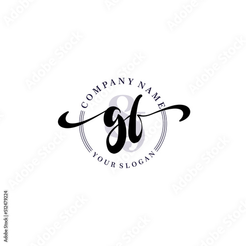 GF Initial handwriting logo vector. Hand lettering for designs.